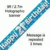 Happy Birthday Banners (Blue Sparkle) 2.7m | The Party Hut