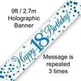 Happy Birthday Banners (Blue Sparkle) 2.7m | The Party Hut