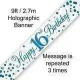 Happy Birthday Banners (Blue Sparkle) 2.7m | The Party Hut