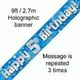 Happy Birthday Banners (Blue Sparkle) 2.7m | The Party Hut