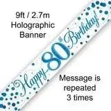 Happy Birthday Banners (Blue Sparkle) 2.7m | The Party Hut