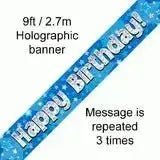 Happy Birthday Banners (Blue Sparkle) 2.7m | The Party Hut