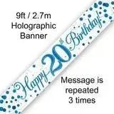 Happy Birthday Banners (Blue Sparkle) 2.7m | The Party Hut