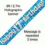 Happy Birthday Banners (Blue Sparkle) 2.7m | The Party Hut