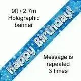 Happy Birthday Banners (Blue Sparkle) 2.7m