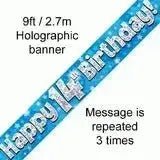 Happy Birthday Banners (Blue Sparkle) 2.7m | The Party Hut