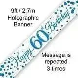 Happy Birthday Banners (Blue Sparkle) 2.7m | The Party Hut