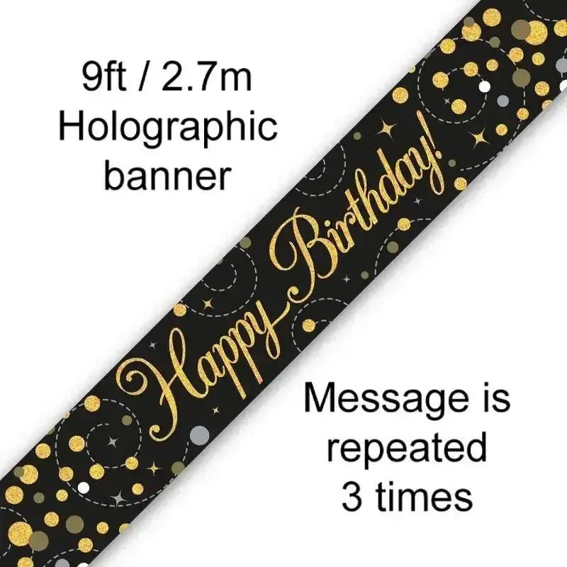 Happy Birthday Banners - Gold Sparkle 2.7m | The Party Hut