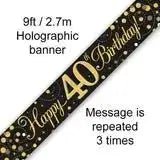 Happy Birthday Banners - Gold Sparkle 2.7m | The Party Hut