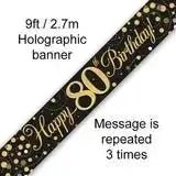 Happy Birthday Banners - Gold Sparkle 2.7m | The Party Hut