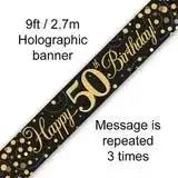 Happy Birthday Banners - Gold Sparkle 2.7m | The Party Hut