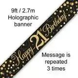 Happy Birthday Banners - Gold Sparkle 2.7m | The Party Hut