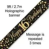 Happy Birthday Banners - Gold Sparkle 2.7m | The Party Hut