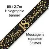 Happy Birthday Banners - Gold Sparkle 2.7m | The Party Hut