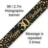 Happy Birthday Banners - Gold Sparkle 2.7m | The Party Hut