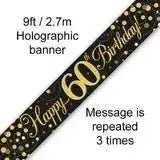 Happy Birthday Banners - Gold Sparkle 2.7m | The Party Hut