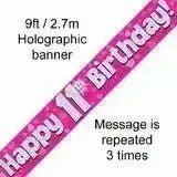 Happy Birthday Banners (Pink Sparkle) 2.7m