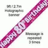 Happy Birthday Banners (Pink Sparkle) 2.7m | The Party Hut