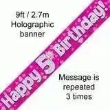 Happy Birthday Banners (Pink Sparkle) 2.7m | The Party Hut