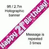 Happy Birthday Banners (Pink Sparkle) 2.7m | The Party Hut