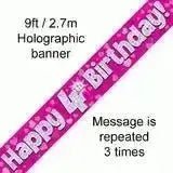 Happy Birthday Banners (Pink Sparkle) 2.7m | The Party Hut