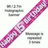 Happy Birthday Banners (Pink Sparkle) 2.7m | The Party Hut