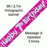 Happy Birthday Banners (Pink Sparkle) 2.7m | The Party Hut