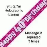 Happy Birthday Banners (Pink Sparkle) 2.7m | The Party Hut