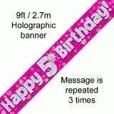 Happy Birthday Banners (Pink Sparkle) 2.7m | The Party Hut