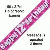 Happy Birthday Banners (Pink Sparkle) 2.7m | The Party Hut