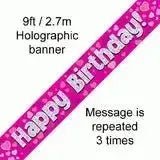 Happy Birthday Banners (Pink Sparkle) 2.7m | The Party Hut