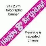 Happy Birthday Banners (Pink Sparkle) 2.7m | The Party Hut