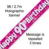 Happy Birthday Banners (Pink Sparkle) 2.7m | The Party Hut