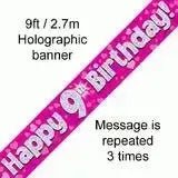 Happy Birthday Banners (Pink Sparkle) 2.7m | The Party Hut