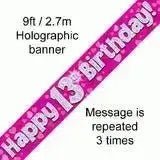 Happy Birthday Banners (Pink Sparkle) 2.7m | The Party Hut