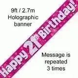 Happy Birthday Banners (Pink Sparkle) 2.7m | The Party Hut