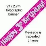 Happy Birthday Banners (Pink Sparkle) 2.7m | The Party Hut