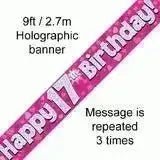 Happy Birthday Banners (Pink Sparkle) 2.7m | The Party Hut