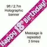 Happy Birthday Banners (Pink Sparkle) 2.7m | The Party Hut