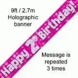 Happy Birthday Banners (Pink Sparkle) 2.7m | The Party Hut