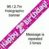 Happy Birthday Banners (Pink Sparkle) 2.7m | The Party Hut