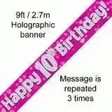 Happy Birthday Banners (Pink Sparkle) 2.7m