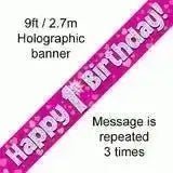 Happy Birthday Banners (Pink Sparkle) 2.7m