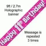 Happy Birthday Banners (Pink Sparkle) 2.7m | The Party Hut