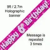 Happy Birthday Banners (Pink Sparkle) 2.7m | The Party Hut