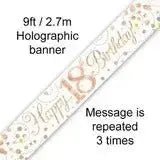 Happy Birthday Banners (Rose Gold Sparkle) 2.7m | The Party Hut