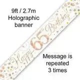 Happy Birthday Banners (Rose Gold Sparkle) 2.7m | The Party Hut