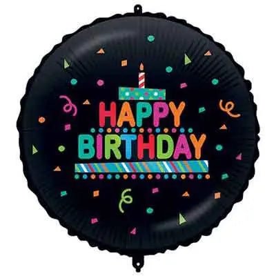 Happy Birthday Black Confetti Balloon | The Party Hut