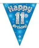 Happy Birthday Bunting (Blue Sparkle) 3.9m | The Party Hut