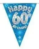 Happy Birthday Bunting (Blue Sparkle) 3.9m